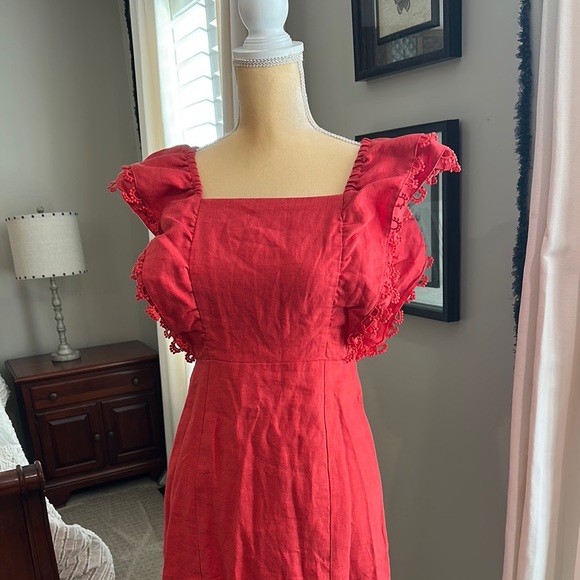 NWT - FARM Rio Red Ruched Mini Sundress - Picture 2 of 7
